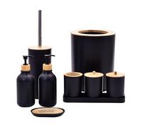AMSLSIU Set di accessori da bagno con dispenser di sapone completo di porta cotton fioc e bicchiere per spazzolino da denti. Barattolo di lusso con 2 cotton fioc, dispenser di