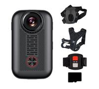 AMSLSIU Videocamera per collare per cani con clip per registrazione a mani libere, videocamera wireless per collare, mini sportiva, 128 GB, combinazione