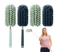 AMSNINK 2 spolverini lunghi allungabili - Piumino in microfibra con testa pieghevole, lavabile per ventilatori a soffitto, mobili e auto, allungabile fino a 80 cm