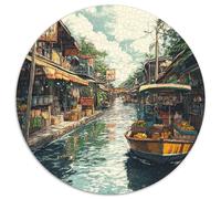 Amsterdam Canal 1000 Pieces Round Puzzle Jigsaw Birthday Gift Intellectual Puzzle Per La Decorazione Delle Pareti for Adults 1000pcs (67.5x67.5cm)