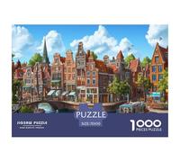 Amsterdam Canal Jigsaw Puzzle 1000 Pezzi Per Adulti,Townscape Gioco Diabilità Impossibile Gioco Intellettivo Familiare Regali Di Festa 70x50cm/1000pcs