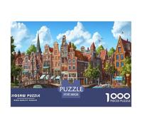 Amsterdam Canal Jigsaw Puzzle Impossibili 1000 Pezzi Decorazione Per La Casa. Rilassamento E Intelligence Per Adulti E Bambini Da 12 Anni 38x26cm/1000pcs