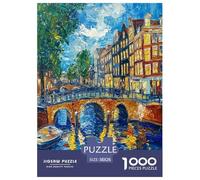 Amsterdam Canal Jigsaw Puzzle Impossibili 1000 Pezzi Decorazione Per La Casa. Rilassamento E Intelligence Per Adulti E Ragazzi Da 14 Anni 38x26cm/1000pcs