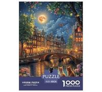 Amsterdam Canal Jigsaw Puzzle Impossible 1000Pcs Decorazione Per La Casa. Rilassamento E Intelligence Per Adulti E Ragazzi Da 14 Anni 38x26cm/1000pcs