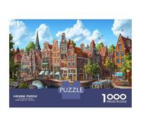Amsterdam Canal Puzzle 1000 Pezzi Per Adulti, Puzzle 1000 Pezzi Water City Impossible Challenge Home Decoration Regali 70x50cm/1000pcs
