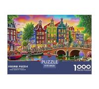 Amsterdam Canal Scene Safe Cardboard Material Fun Challenging Experience, Great for Adults And Older Teenagers Alike 38x26cm/1000pcs