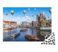 Amsterdam Canale dei Palloncini Puzzle 1000 Pezzis Materiale Riciclabile Material Città Olandese Puzzles for Adulti Divertente Regalo & Activity for Home Ottimo Idea Regalo for Uomini 38x...