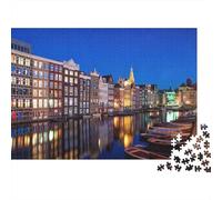 Amsterdam Case del Canale Puzzles 1000 Pezzi Materiale Riciclabile Material Città Olandese Anziani Puzzles Impossibile Difficile Sfidante Educativo Game for Uomini 38x26cm/1000pcs