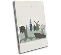 Amsterdam Holland Landmark Skyline City SINGLE TELA parete arte foto stampa