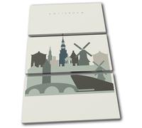Amsterdam Holland Landmark Skyline City TREBLE TELA parete arte foto stampa