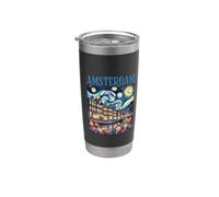 Amsterdam In Notte Stellata Van Gogh Style Graphic Bicchiere termico in acciaio inox doppia parete