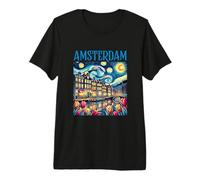 Amsterdam in Notte Stellata Van Gogh Style Graphic Maglietta Premium