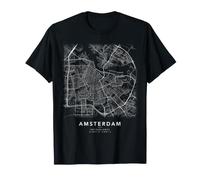 Amsterdam Mappa Città Paesi Bassi Strade e Coordinate Maglietta