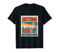 Amsterdam Paesi Bassi Pop Retro Cityscape Olanda Maglietta