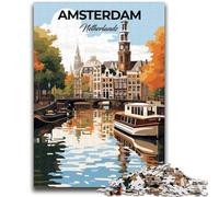 Amsterdam Paesi Bassi Puzzle per adulti 1000 pezzi, arte interessante antistress lista dei desideri con Babbo Natale per età 14 1000 pezzi (50x75cm)