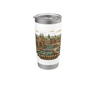 Amsterdam Paesi Bassi viaggio souvenir retrò skyline della città Bicchiere termico in acciaio inox doppia parete