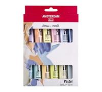 Amsterdam Set di colori acrilici 12 x 20 ml Colori pastello - Alta coprenza, viscosità uniforme, confezione ecologica - Per artisti, hobbisti e studenti