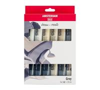 Amsterdam Set di colori acrilici serie standard, tonalità grigie, bianche, grigie e nere (12 x 20 ml), set monocromatico e bianco e nero