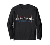 Amsterdam Skyline Paesi Bassi Battito del Cuore Amo Olanda Maglia a Manica