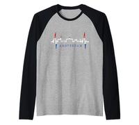 Amsterdam Skyline Paesi Bassi Battito del Cuore Amo Olanda Maglia con Maniche Raglan
