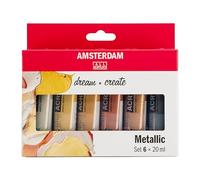 Amsterdam Standard Series Set di Pittura Acrilica | Set Metallizzato (6 x 20 ml) | 6 Colori Metallizzati Lucidi | Effetti Speciali