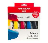 Amsterdam Talens - Set di colori acrilici, con 3 punte dosatrici, 5 x 120 ml, colore acrilico