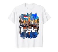 amsterdam, vendemmia, acquarello, souvenir, skyline città Maglietta