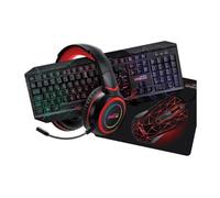Amstrad Pack Pro Gamer Hunters 5 pezzi: tastiera, mouse e tappetino per mouse, cuffie e adattatore. Retroilluminazione RGB. AZERTY E USB - Nouvo