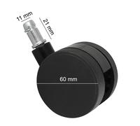 AMSTYLE Ruote per Sedia da Ufficio Nero Ø 60 mm Ruote Tappeto Girevole