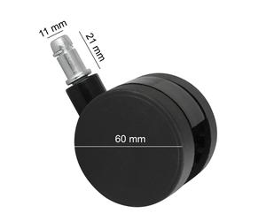 AMSTYLE Ruote per Sedia da Ufficio Nero Ø 60 mm Ruote Tappeto Girevole