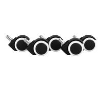 AMSTYLE Set di 5 Pavimento Duro Sedia da Ufficio Perno 11 mm/Diametro 50 mm | Ruote per sedie da Ufficio Premium Bianche | Ruote girevoli per sedie per Pavimenti duri