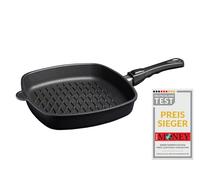 AMT Gastroguss AMZN-E285BBQ-Z20B - Padella angolare 28 x 28 cm, altezza 5 cm, con fondo per barbecue, manico rimovibile, non adatto a induzione, antiaderente Lotan®, padella in ghisa (Aluuss),