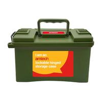 Amtech - Cassetta degli attrezzi in plastica, impermeabile, con due punti di bloccaggio per una conservazione sicura, cassetta degli attrezzi durevole per l'uso quotidiano, design impilabile