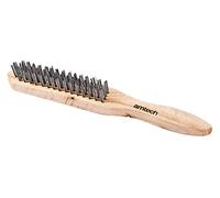 Amtech S3400 Spazzola Metallica a 4 File con Manico in Legno