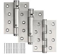 AMTOVL 3PZ 4" Cerniere per Porta Tagliafuoco Chiusura Automatica Set Cerniera in Acciaio Inox per Chiudiporta Porte Interne 35KG 2 Cerniere a Molla Regolabile a Singola Azione e 1 No con Viti e Perno