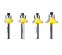 AMTOVL 4PZ Frese Rotondo con Gambo 1/4'' Round Over Router Bit per Lavorazione Legno Set 4X Frese a Raggio Angolare 1/8'' 3/16'' 1/4'' 5/16'' per Falegnameria Fresatura ad Angolo Arrotondato