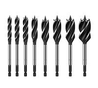 AMTOVL 8PZ Punte da Trapano a Quattro Lame per Legno in Acciaio Carbonio Manico Esagonale 1/4" Drill Bit Set 10mm 12mm 14mm 16mm 20mm 22mm 25mm 32mm Kit 8x Punta Autofilettante Taglio Rapido