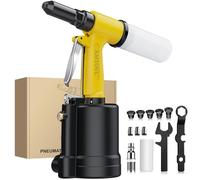 AMTOVL Rivettatrice Pneumatica - 1780 KGF Tirando Rivettatrice Pneumatica Kit Rivettatrice ad Aria per Rivetti a 2,4 mm 3,2 mm 4,0 mm 4,8 mm 6,4 mm Rivettatrice Pneumatica Resistente per Fabbricazione