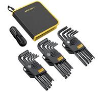 Amtovl Set di 27 chiavi a brugola, set di chiavi metriche e Sae, chiavi esagonali extra lunghe con estremità a sfera e a stella con impugnatura a T, codifica a colori, biciclette e fai da te domestico