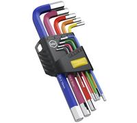 AMTOVL Set di chiavi esagonali, 9 pezzi, set di chiavi a brugola metriche da 1,5-10 mm, antiscivolo, con estremità esagonale, set di chiavi esagonali per codifica a colori, per riparazioni di veicoli