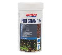 Amtra Pro Gran 1.5-250 ml, Mangime completo in granuli da 1.5 mm per pesci d’acqua dolce e marina, a base di farina di vermi, alghe e pesce