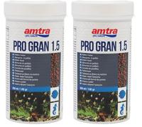 Amtra Pro Gran 1.5-250 ml, Mangime completo in granuli da 1.5 mm per pesci d’acqua dolce e marina, a base di farina di vermi, alghe e pesce (Confezione da 2)