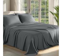 Amtrak Shilucheng Cool - Set di lenzuola per letto queen size in 100% bambù, 1800 fili, con angoli profondi 40,6 cm, ecologici, morbide, comode, non sbiadiscono (queen size, grigio scuro)