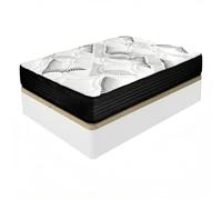 amuéblate online - Confezione di materassi a molle insacchettate con Visco Eco Box + letto in legno rinforzato grande capacità, colore bianco 90 x 200