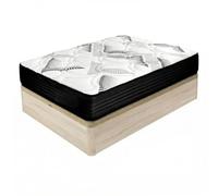 amuéblate online - Confezione di materassi a molle insacchettate con Visco Eco Box + letto in legno rinforzato grande capacità, colore cambria 150 x 200
