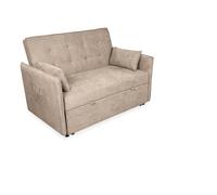 amuéblate online - Divano letto a 2 posti modello pugnale, design moderno, pratico e funzionale, con cuscini decorativi, facile apertura, beige