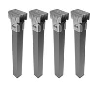 amuéblate online - Set di 4 gambe quadrate con morsetto per rete da 30 x 30 mm, altezza 27 cm, grigio