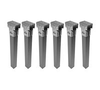 amuéblate online - Set di 6 gambe quadrate con morsetto per rete da 30 x 30 mm, altezza 27 cm, grigio