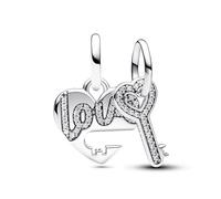 Amuefer Amore Cuore Charm Compatibili Bracciale Collana, Argento Sterling Oro Rosa L'infinito Trifoglio Ciondolo Natale Gioielli Regali per le Donne Ragazza Moglie Bambini Amici