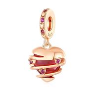 Amuefer Amore Cuore Charm Compatibili Bracciale Collana, Argento Sterling Oro Rosa L'infinito Trifoglio Ciondolo Natale Gioielli Regali per le Donne Ragazza Moglie Bambini Amici